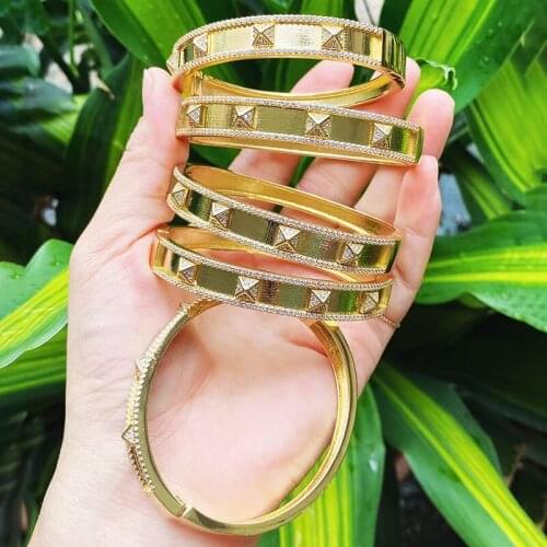 5 Pcs Zircon Geometric Bracelet Jewelry Bangle Light Gold metal Zircon Bracelet jewelry for women jewelry Women bangle 51735