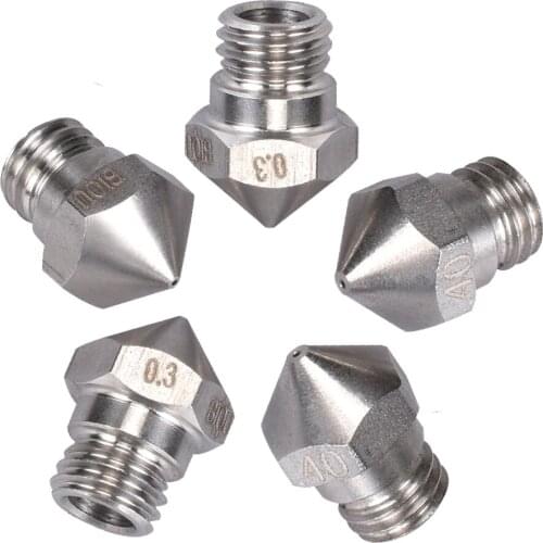 5PCS MK10 Extruder Makerbot2 Stainless Steel Nozzle 0.2/0.3/0.4/0.5/0.6/0.8mm for 1.75mm Filament Screw Thread M7
