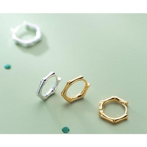AIFENAO Real 925 Sterling Silver Bamboo Small Hoop Earrings for Women Loops Korean Minimalist Fine Jewelry Female Gift Wholesale