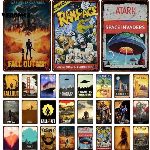 Anime City Metal Plates Plaque Sign Landmarks Wall Stickers Gamer Tin Sign Garage Bar Men Cave Vintage Home Decor Accessories