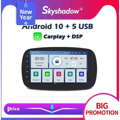 Carplay DSP PX6 IPS Android 10 4GB+64G Car DVD Player RDS Radio GPS Map WiFi Bluetooth For Benz Smart Fortwo 2015 2016 2017 2018