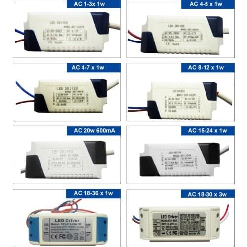 85-265Vac Power Supply 1w 3w 5w 7w 10w 20w 30w 36W 50w 100w LED Driver transformer non Waterproof for Ceiling Lamp Floodlight