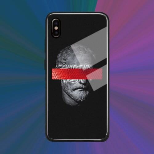 Glitch art statue abstract fashion Silicone glass Phone Case Cover Shell For iPhone SE 6 6s 7 8 Plus X XR XS 11 12 mini Pro max