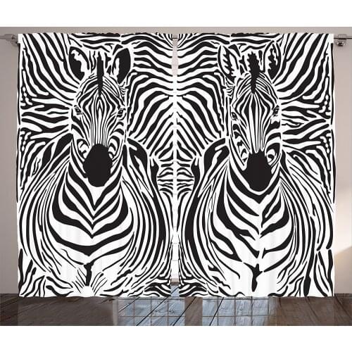 Animal Zebra Black and White Window Curtain Home Bedroom Decor Curtains for Living Room Christmas Living Room Curtains