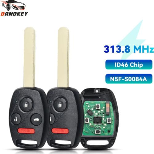 Dandkey For Honda N5F-S0084A 313.8Mhz Car Fob ID46 Chip PCF7936 Remote Key For Honda Civic EX Si 2006 2007 2008 2009 2010 2011