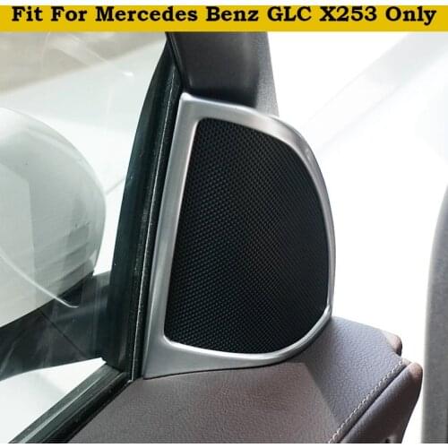 For Mercedes Benz GLC X253 2016 2017 2018 Inner Window Pillar A Stereo Speaker Triangle Cover Trim ABS MATTE CARBON FIBER STYLE
