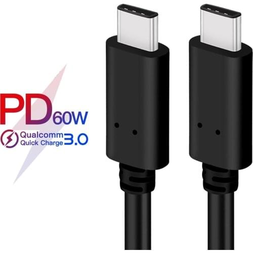USB C to USB C Cable 3.0 3A 60W PD QC 3.0 Fast Charge Data Cable for MacBook Pro Huawei Mate 20 Samsung S9 S8 Note 9 8