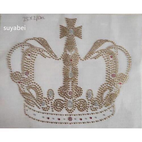 Crown rhinestones patch designs iron on transfer hot fix rhinestone transfer motifs iron on applique patches shirt