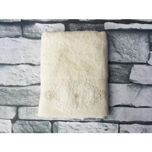Land Of dowry Selen Embroidered Dowries Towel Cream