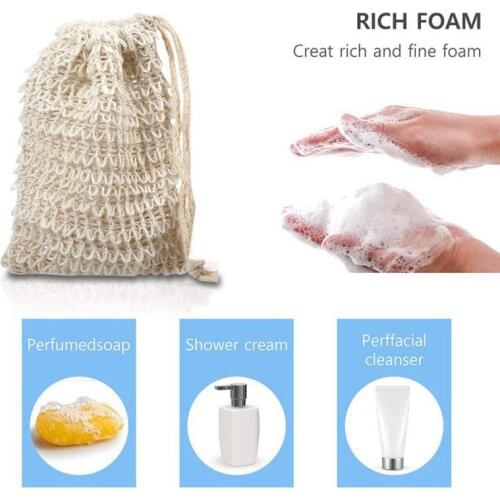 Fashion Soap Storage Bag Natural Ramie Shower Exfoliator Sponge Pouch Net Comfortable Bubble Blister Mesh Soap Saver Foaming Bag