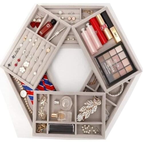 Hot Sales Fashion Portable Velvet Jewelry Ring Jewelry Display Organizer Box Tray Holder Earring Jewelry Storage Case Showcase