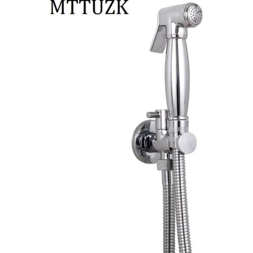 MTTUZK Solid Brass Chrome Plating Bidets Hand Shower Bidet Toilet Sprayer Hygienic Shower Bidet Tap Wall Mount Bidet Faucet