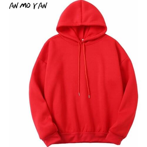 New Winter Fashion Solid Color Warm Womens Hoodie Korean Version Red Long-sleeved Loose Hooded Sweatshirt Tops Sportswear
