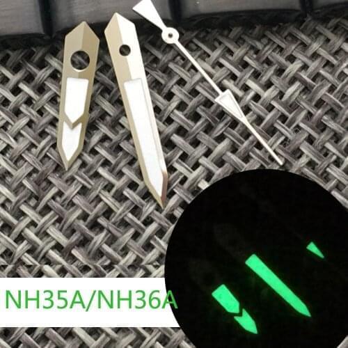 New Arrival Silver Watch Hands Spare Parts Fit For NH35 NH36 7s26 4r35 7009 Automatic Movement Green Lume Watch Replacements