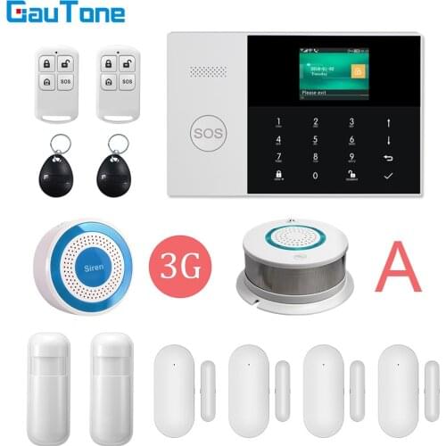 GauTone PG105 WiFi 3G Alarm System Wireless Home Burglar Security Alarm with Smoke Detector Motion Sensor APP Control