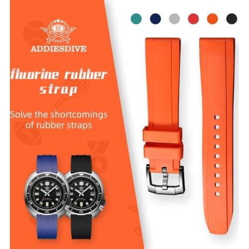 Watch Accessories 20mm fluorine rubber strap automatic watch quartz watch universal strap High Quality Waterproof Wrist Belt