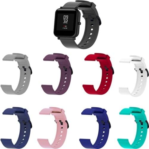 20mm Universal Silicone Watch Replacement Watch Strap Band for Amazfit Bip Silicone Watch Strap with Quick Release Watchband