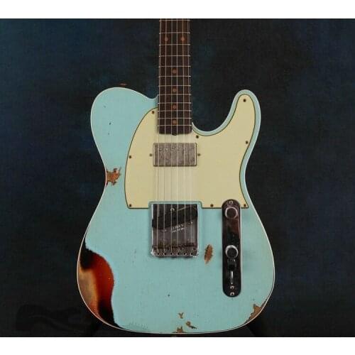 Handed electric guitar , with blue color , rosewood fingerboard , relics by hand , high qulity Chinese guitar , make all guitars