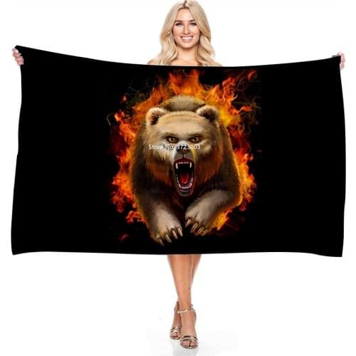 Modern Wolf Tiger Cat Dog Bird Animal Printing Bath Towel 3D Microfiber Quick-drying Absorbent Rectangular Bath Towel