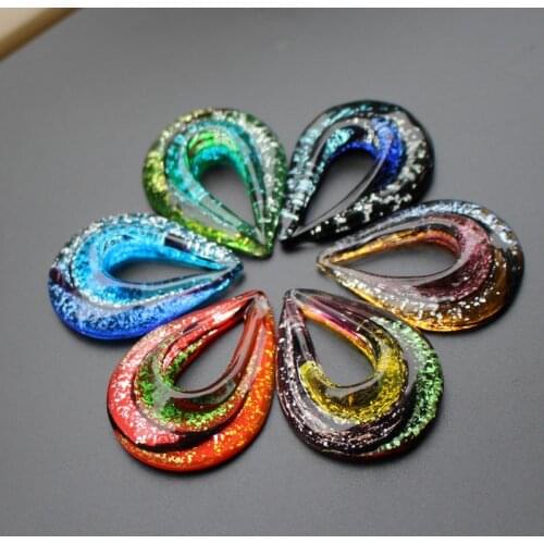37mm*53mm Lampwork Glass Necklace Pendant Drop Multi-colorated Women Necklace