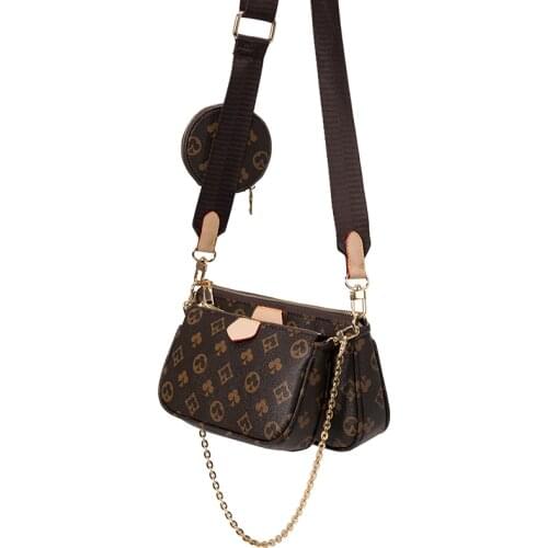 Vintage Printing Handbag 3-IN-1 Fashion Brand Messenger Bags for Women Pu Leather Crossbody Bag Lady Small Purse Handbag Totes