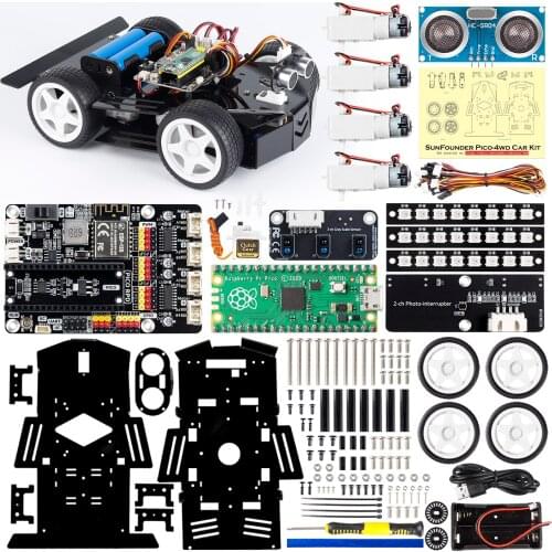 SUNFOUNDER Raspberry Pi Pico Robot Car Kit, Open Source, MicroPython, App Control