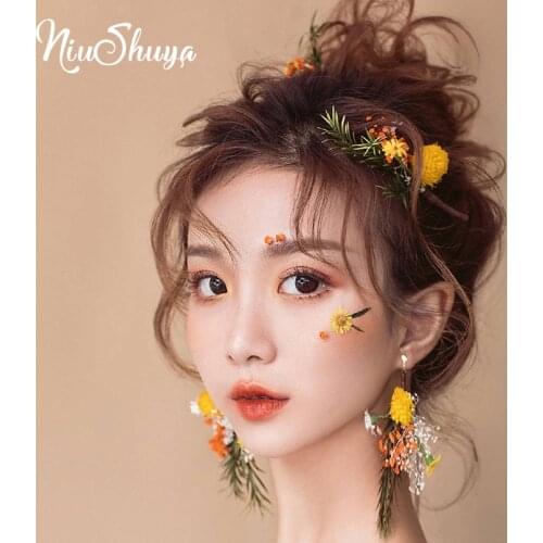 NiuShuya Romantic Wedding Artificial Flower Hairpins Bohemia Handmade Floral Hair Decoration Hair Accessories Bride Headdress