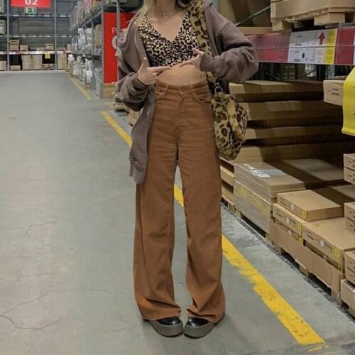 Vintage Oversized Corduroy Baggy Pants Women Harajuku y2k Brown Wide Leg Pant Streetwear Jogger High Waist Trouser
