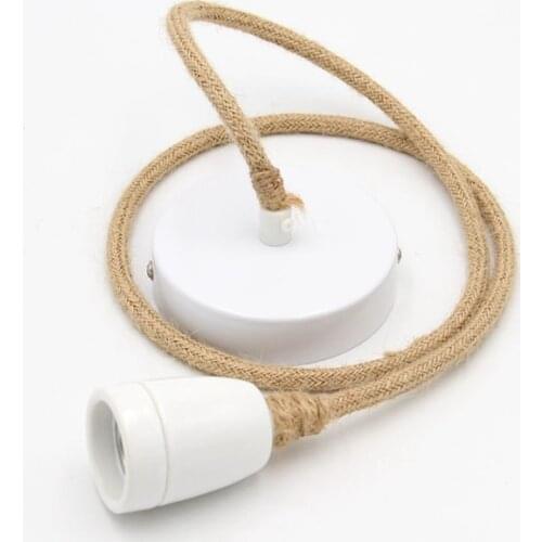 Vintage Hemp Rope Cord sets Ceiling Light With Ceramic Lamp Holder Without LED Bulb