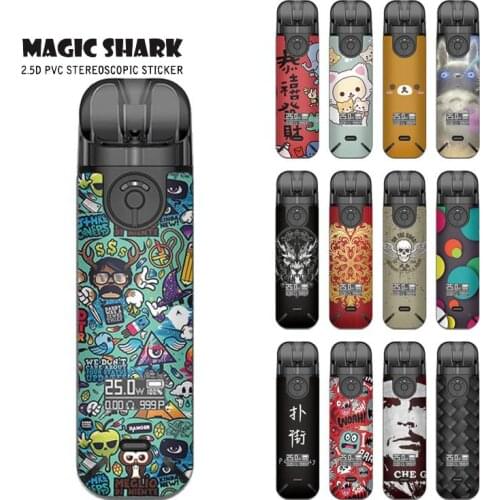 Magic Shark 100% New Cartoon Bear Flower Cute Evil Stereo PVC Sticker Case Film Skin for Smok Novo4 Novo 4
