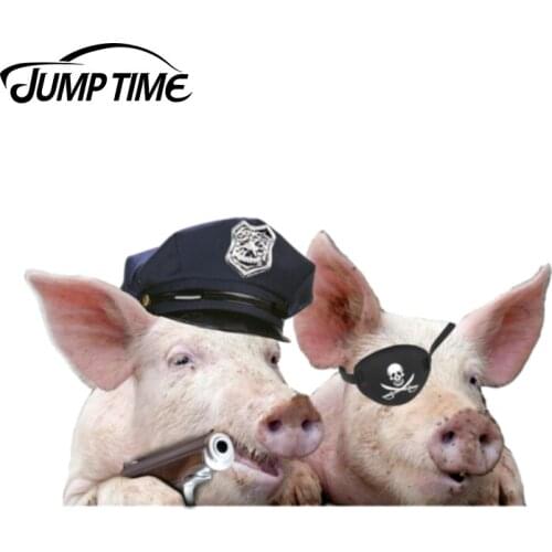 Jump Time 13cm x 7.3cm Funny pigs car sticke sloth decal Vinyl Decal Car Window Laptop Bumper Animal Farm Car Stickers