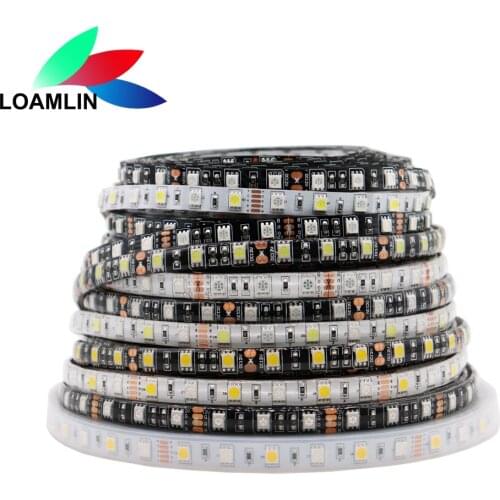 High Quality LED Strip 5050 DC12V 60LEDs/m Flexible LED Light White/Black PCB RGB RGBW 5050 LED Tape 300LEDs 5m/Lot
