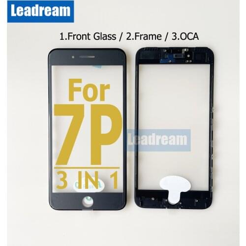 Premium Quality Front Outer Glass Middle Frame Bezel Laminate OCA Glue For iPhone 7 8 Plus 3 2 in 1 Plus Front Glass Frame OCA