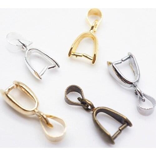 20pcs/lot 14 16 20mm Pendants Clasps Clips Bails Connectors Fasteners Copper Charm Bail Beads Jewelry Findings HK011