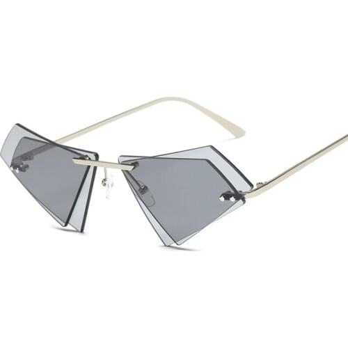 Rimless Triangle Sunglasses Women Vintage Retro Sunglasses-woman Double Layer Lens 2019 Brand Designer Metal Frames Anti-glare