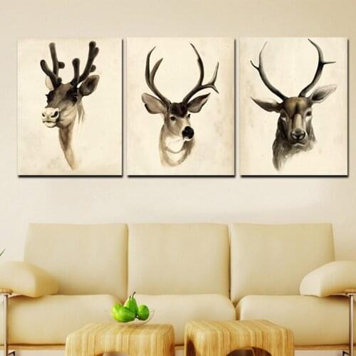 Canvas painting animal Deer Elk Head canvas poster print for living room bedroom home decoration
