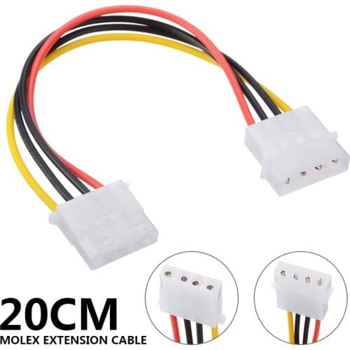 10PCS 4Pin IDE Power Cable 20cm 4 Pin Molex Male to Molex IDE Female Power Supply Splitter Adapter Cable