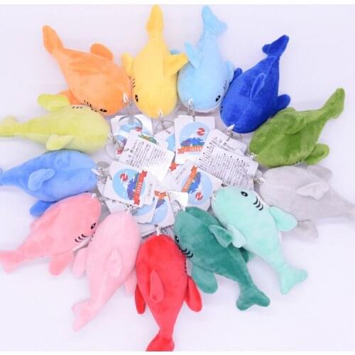 12Pcs/Lot 10CM Random Colorful Shark Combination Mini Cute Soft Plush Keychain for Bag Key Pendant