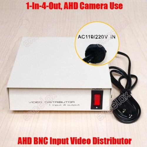 AC110V AC220V 1 In 4 Out AHD BNC Connector AHD Video Distributor 1-4CH Video Splitter for Analog HD CCTV Security Camera System