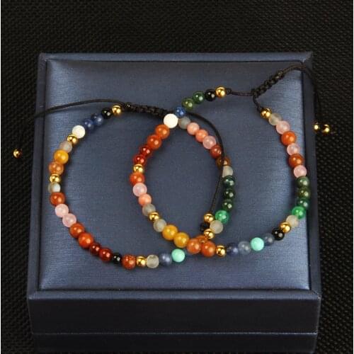 Ailatu Chakras Natural Stone Beads Bracelet Couple Mix Rainbow Color Love Jewelry Wholesale and Retail Friends Gift