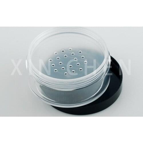 5pcs Plastic Empty Loose Powder Pot With Sieve Cosmetic Makeup Jar Container Handheld Portable Sifter with Black Cap 5g/30g/50g