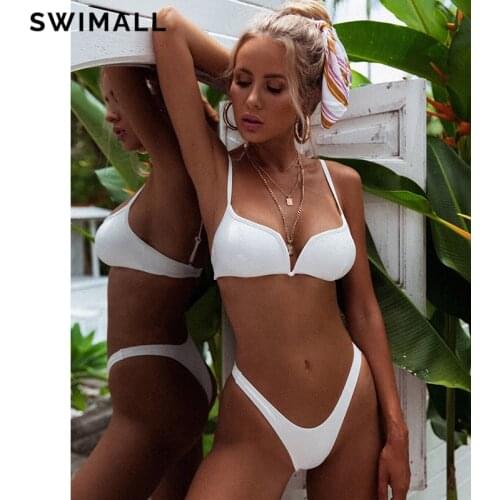Bikini 2020 Solid V-neck Swimsuit Women Push Up Bikini Set Triangle Swimwear Summer Bandage Bathing Suit Brazilian Biquini
