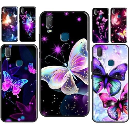 Black Beautiful Butterfly Case For Vivo Y91C Y1S Y11S Y12 Y17 Y20 Y30 Y50 Y81 S1 V11 V17 Neo V20 SE Y11 2019 Cover