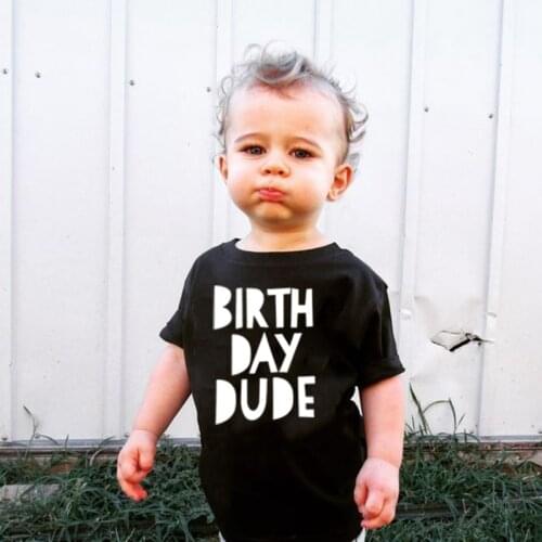 Birthday Dude Print Kids Tshirt Toddler Boy Girl Fashion T Shirt Casual Children Short Sleeve Clothes Funny Top Tees Drop Ship