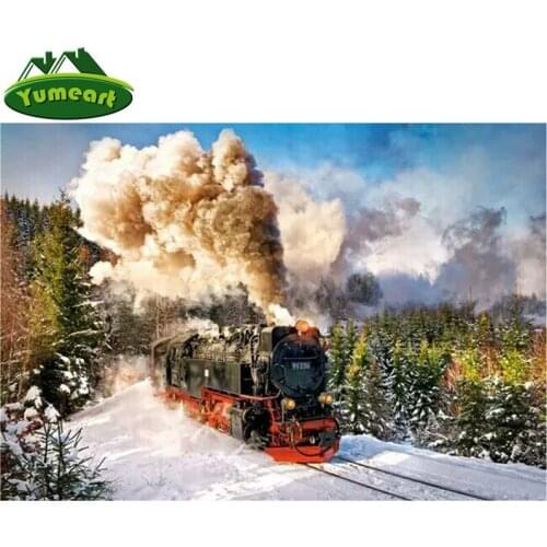 Diy 5d Diamond Painting Landscapes Forest Train Mosaic Pattern Resin Craft Diamond Cross Stitch Oil Painting Decoration Pictures