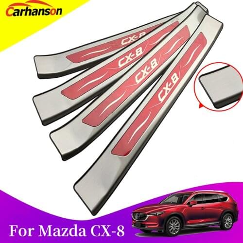For Mazda CX 8 CX8 Cx-8 Door Sill Strip Car Accessories Sticker Styling Protection Stainless Steel Auto Guard Protector 2019