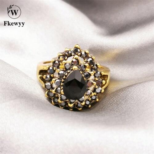 Fkewyy Gothic Rings Women Fashion Blue Jewelry Vintage Ring Wedding Gift Accessories For Woman Bohemia Ring Alloy Party Club