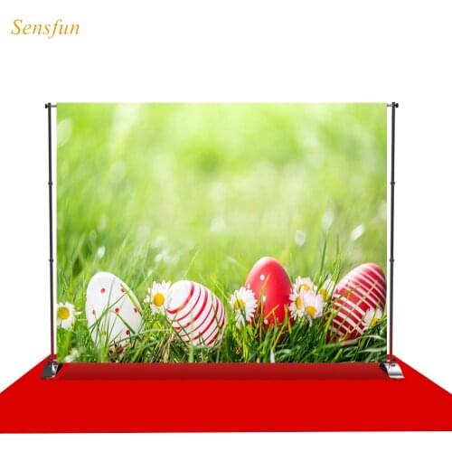 LEVOO Photography Backdrop Easter Eggs Grass Flowers Bokeh Decoration Background Photo Studio Photocall Shoot Prop