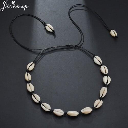 Jisensp Vintage Shell Choker Necklace for Women Girls Lovely Seashell Adjustable Necklace Jewelry collares largos de moda 2019