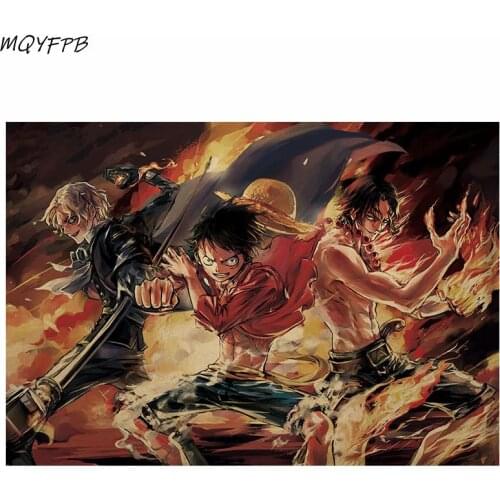 Anime Collection One Piece Characters Kraft Paper Wall Sticker Poster Household Decoration Painting Gift